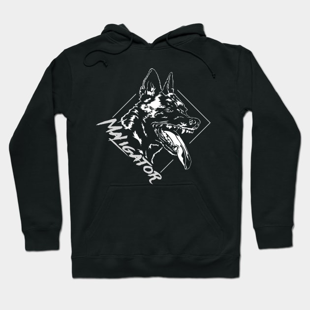 Funny Belgian Malinois Maligator dog portrait Hoodie by wilsigns